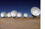 The first eight radio telescopes of the intercontinental project ALMA at 5,100m above sea level